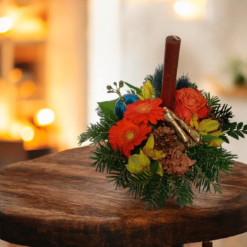 Centre de table coloré avec bougie